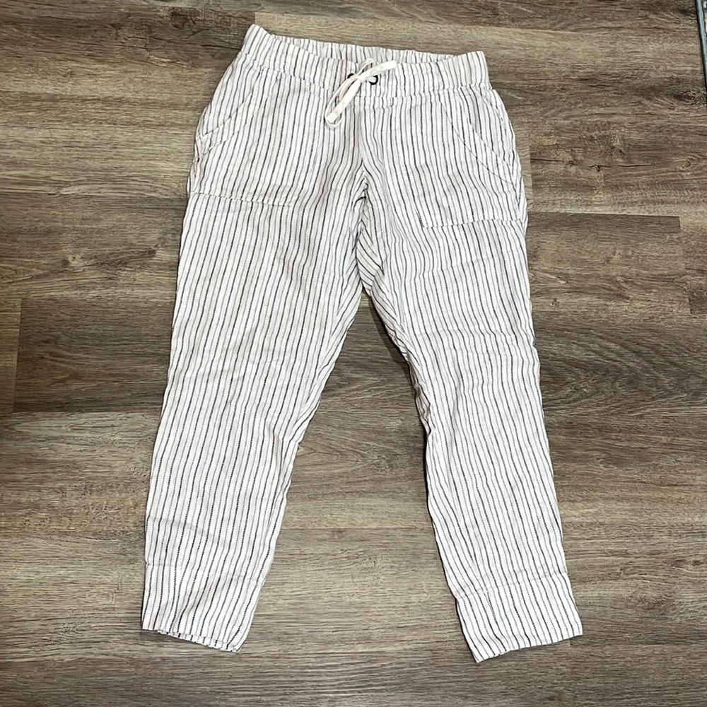 Athleta High Rise Striped Lightweight Pants Tapered Ankle Size 2